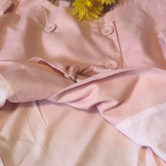 ❌DONATED❌Peach Boatneck Belted Button Up Lined Long Sleeve Top - Picture 7 of 9